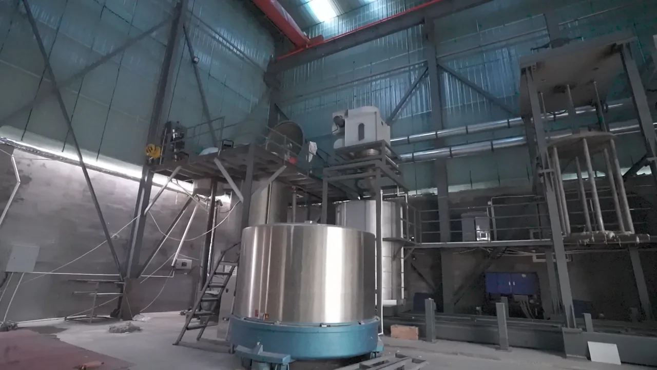 Stainless steel tanks on the cotton bleaching line at the WJ Cotton factory