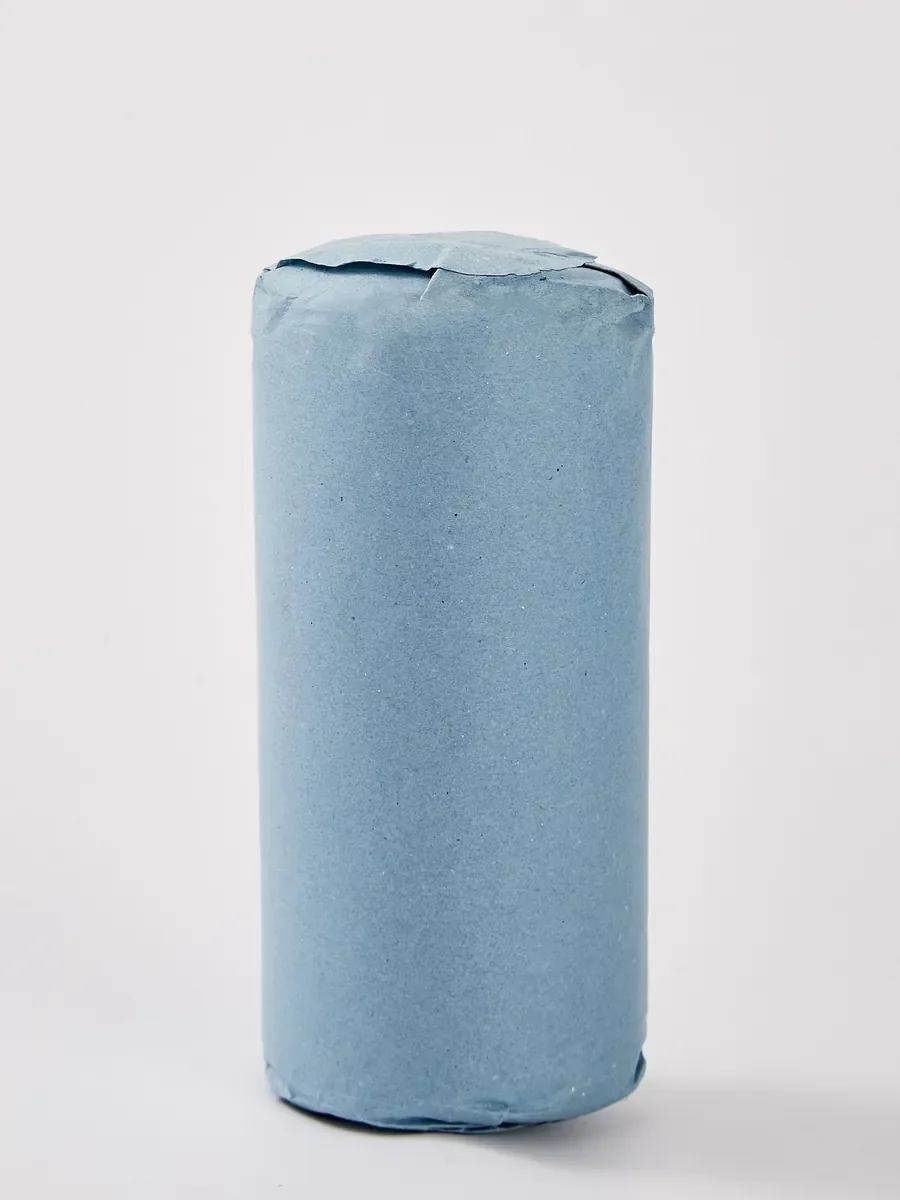 Absorbent cotton roll wrapped in blue paper