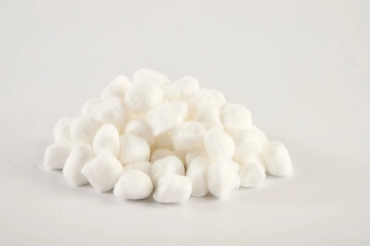 Finished white cotton balls