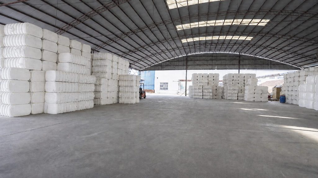 Absorbent cotton bales stored in WJ Cotton warehouse
